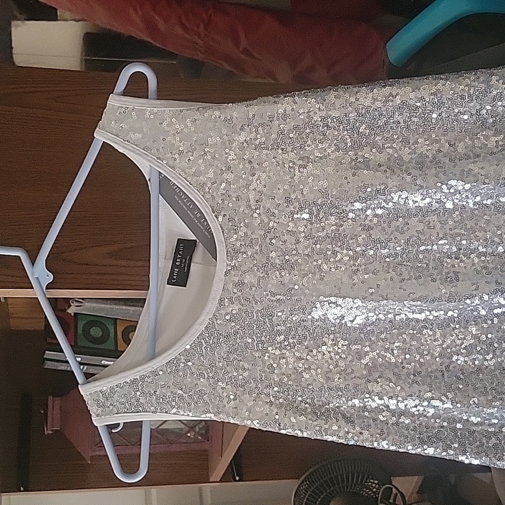 Lane Bryant silver & white maxi